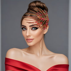 Vintage Bridal Headpiece Red Feather Hair Accessory for Weddings