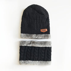 Knitted Woolen Beanie Plus Fleece Thickened Hat Scarf