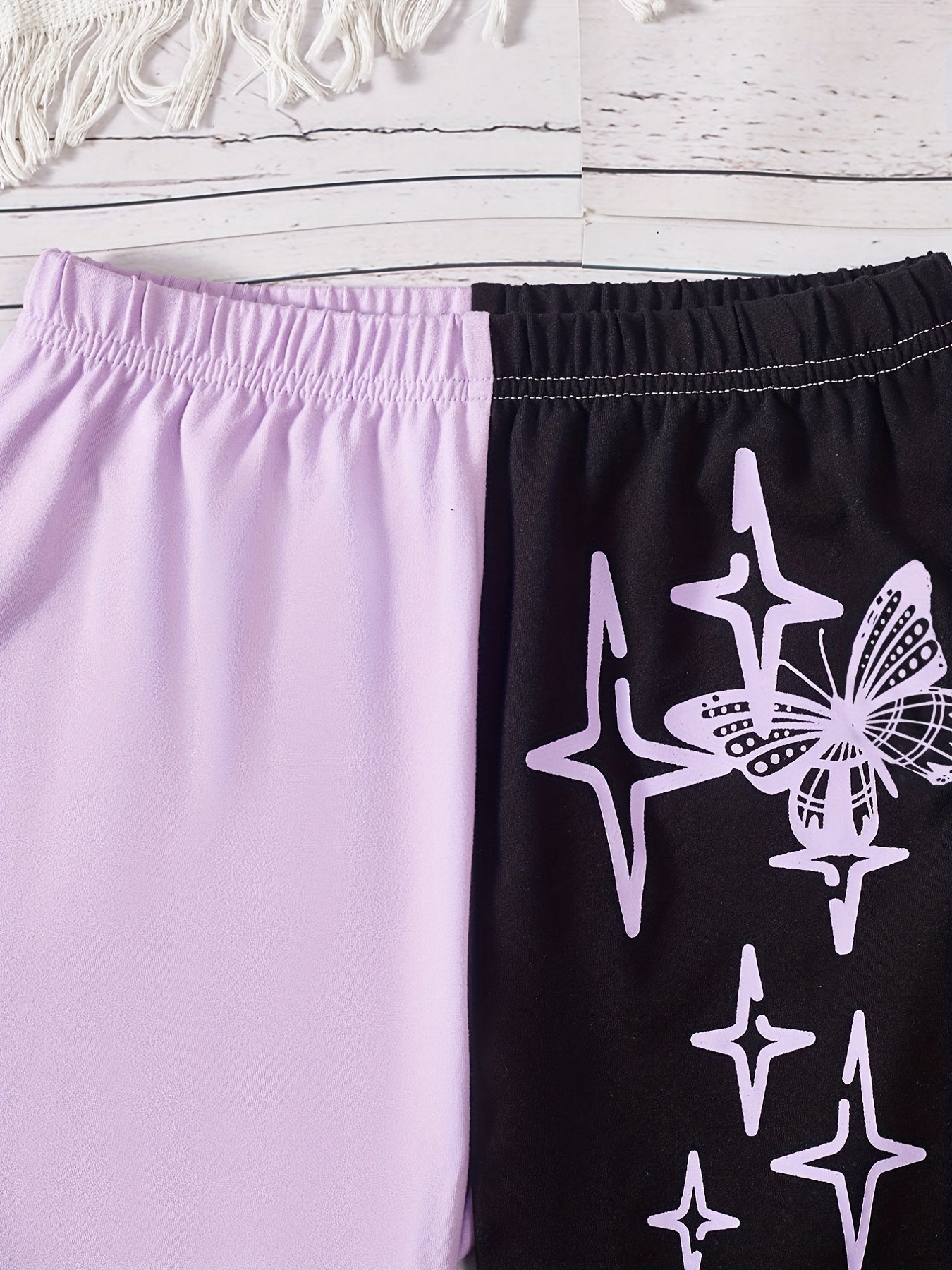Girl's Butterfly Graphic Tee Top & Shorts Set