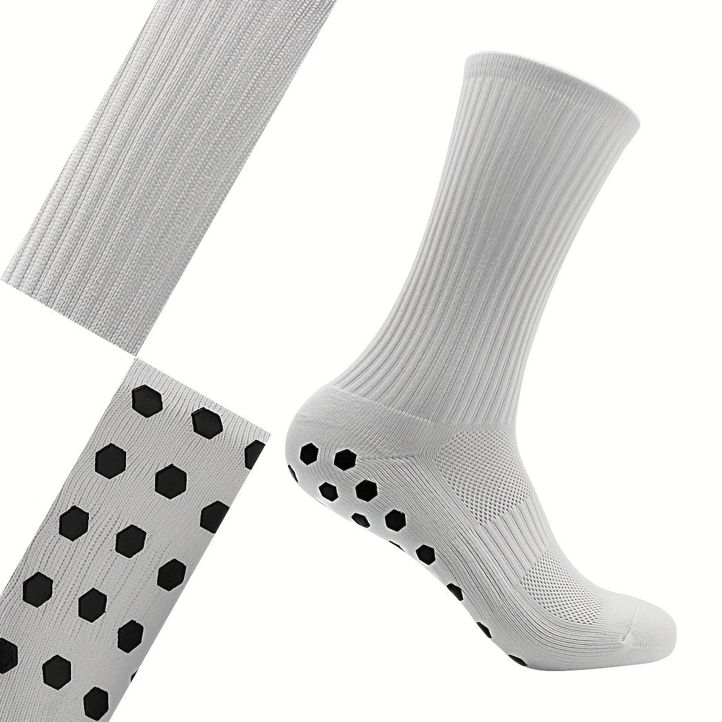 4 Pairs Non Slip Soccer Socks Breathable Crew Socks