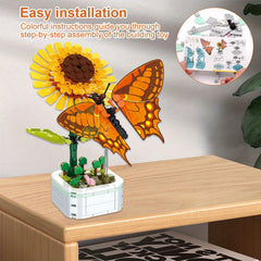 219pcs Flower Bonsai Butterfly Building Blocks Set for Living Room Bedroom