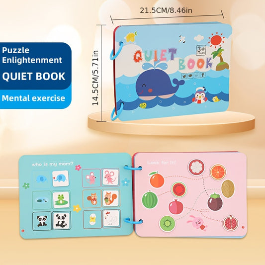 Quiet Book Toy with Reusable Stickers for Ages 3 - Develops Cognitive Skills