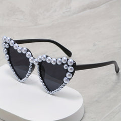 Heart Sunglasses Faux Pearl Love Theme UV400