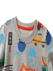 Boys Car Cartoon Print Sweatshirt