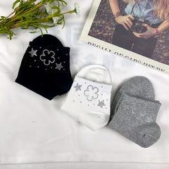 Women's Rhinestone Decor Crew Short Socks