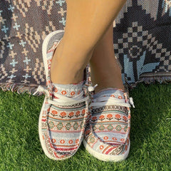 Ethnic Floral Pattern Flat Sports Outdoor Sneakers for Women
