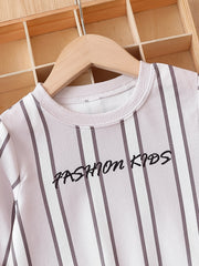 Boy's 2pcs Sweatshirt & Shorts Set Stripe Pattern KIDS Summer Outfits