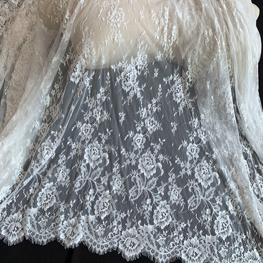 3m Long 1.5m Wide Eyelash Lace Mesh Fabric DIY Tablecloth Curtain Dress