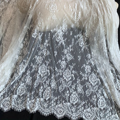 3m Long 1.5m Wide Eyelash Lace Mesh Fabric DIY Tablecloth Curtain Dress