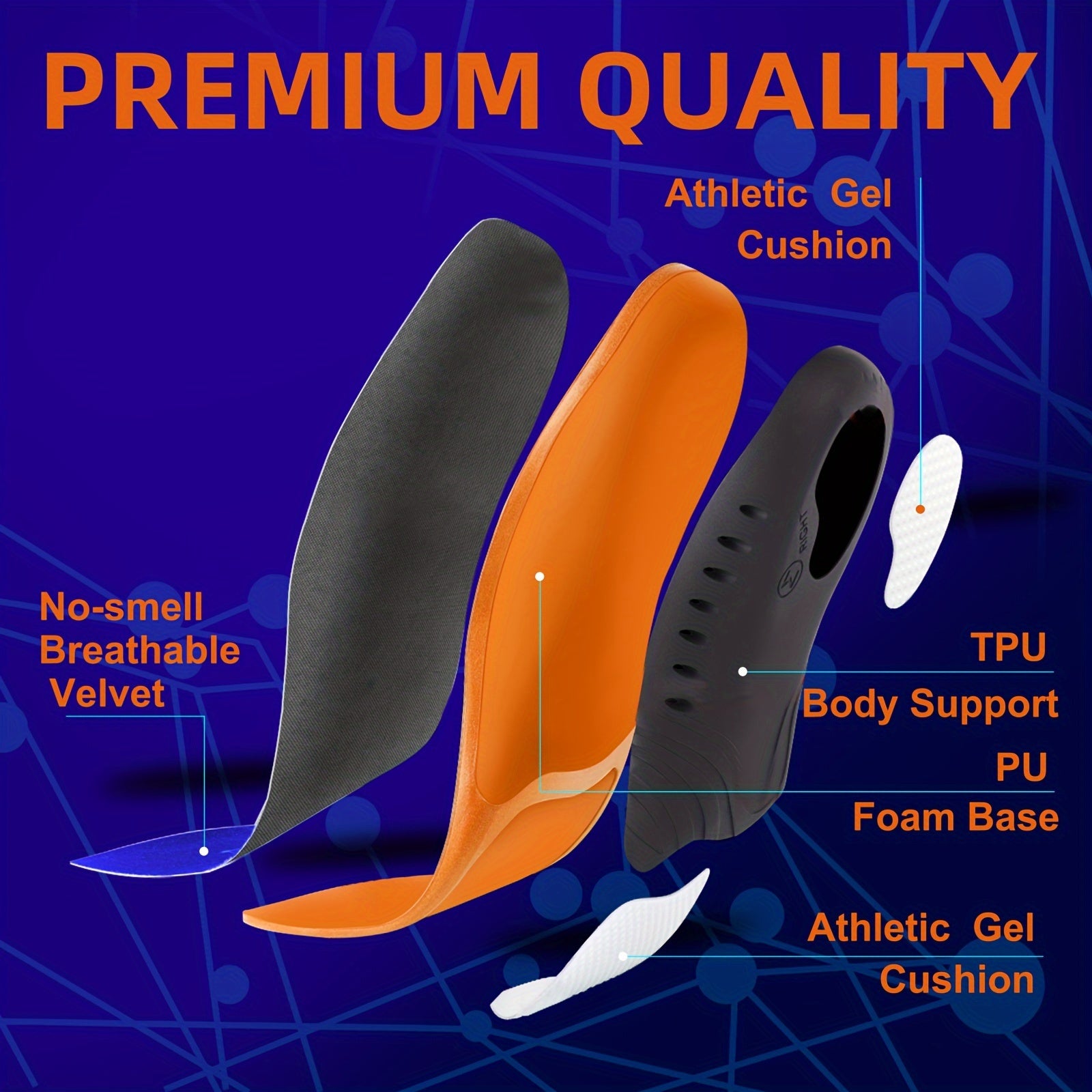 Plantar Fasciitis Arch Support Insoles for 100KG Running Gel Insoles