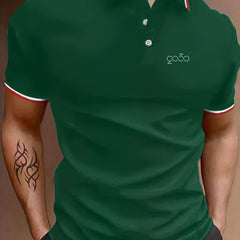 Men's Graphic Polo Shirt Casual Stretch Breathable Lapel Button Up Short Sleeve