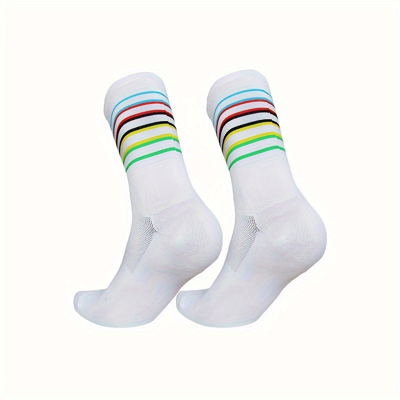 Striped Cycling Socks Men Women Outdoor Sports Running Socks