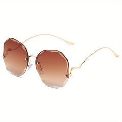 Polygon Rimless Polarized Sunglasses Gradient UV Protection Glasses