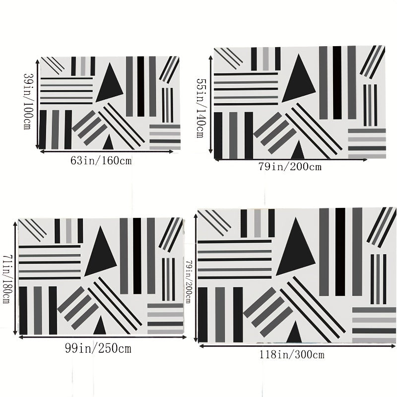 Fluffy Faux Wool Area Rug Non-slip Modern Striped Large Carpet