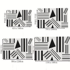 Fluffy Faux Wool Area Rug Non-slip Modern Striped Large Carpet