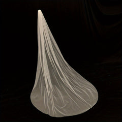 Women's Long Tulle Wedding Veil with Tiaras Sheer Flowing Train