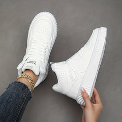 Women's High Top Lace Up Sneakers Round Toe Comfy Skate Shoes
