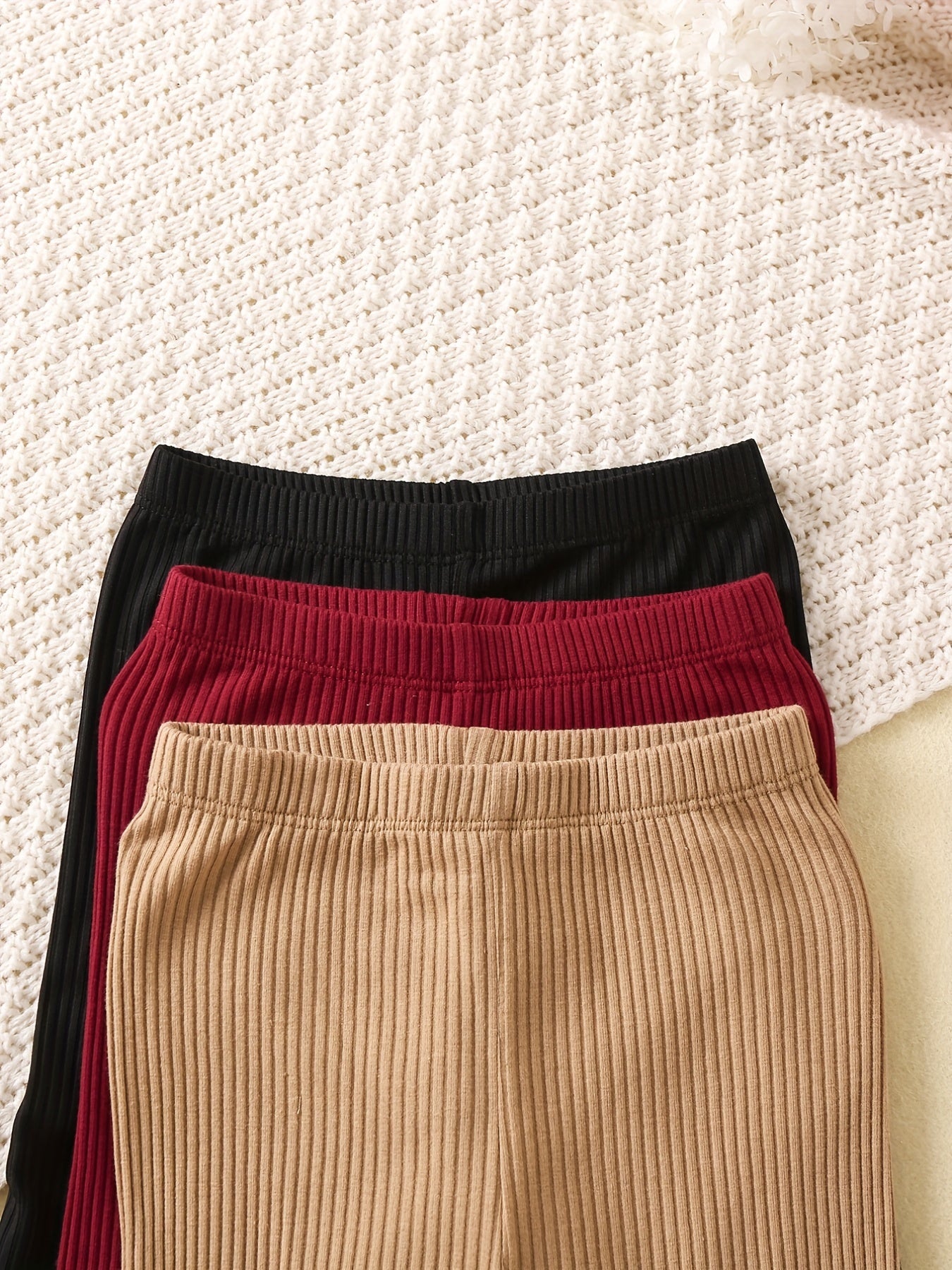 Toddler Girls Flare Leg Ribbed Knit Pants Set