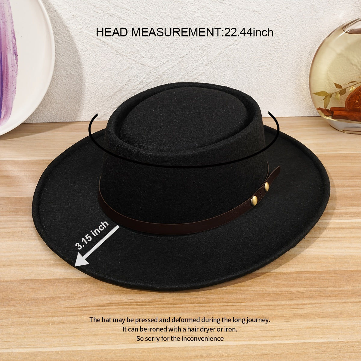 Winter Woolen Jazz Hat Wide Brim Sunshade Retro Flat Top Hat