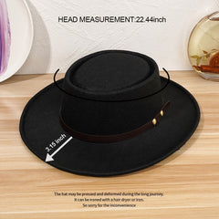 Winter Woolen Jazz Hat Wide Brim Sunshade Retro Flat Top Hat
