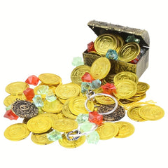 60pcs Pirate Costume Prop Set - Chests, Coins, Stones, Bags - Party Decorations