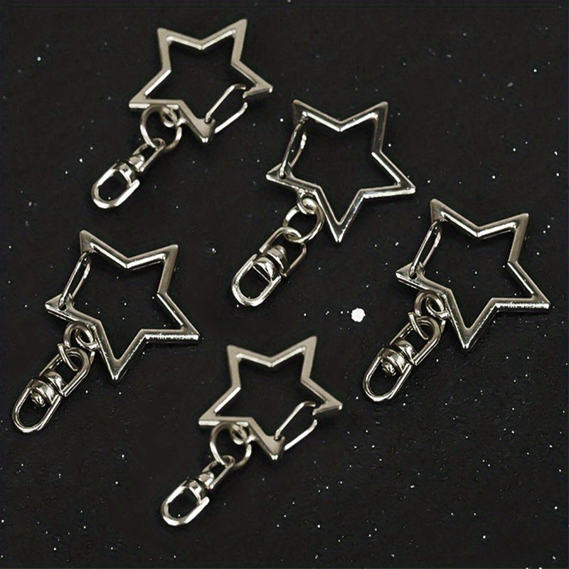 Pentagram Keychain Star Ring Backpack Car Pendant