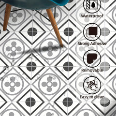 Peel And Stick Floor Tile 19.99x19 Moroccan Gray Mosaic Tile Look