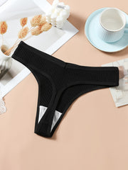 8pcs Seamless Ribbed Thongs Low Waist Panties Women's Lingerie