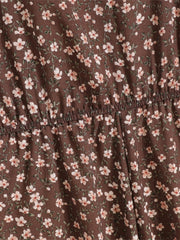 Floral Print Crew Neck Dress Boho Long Sleeve Dress