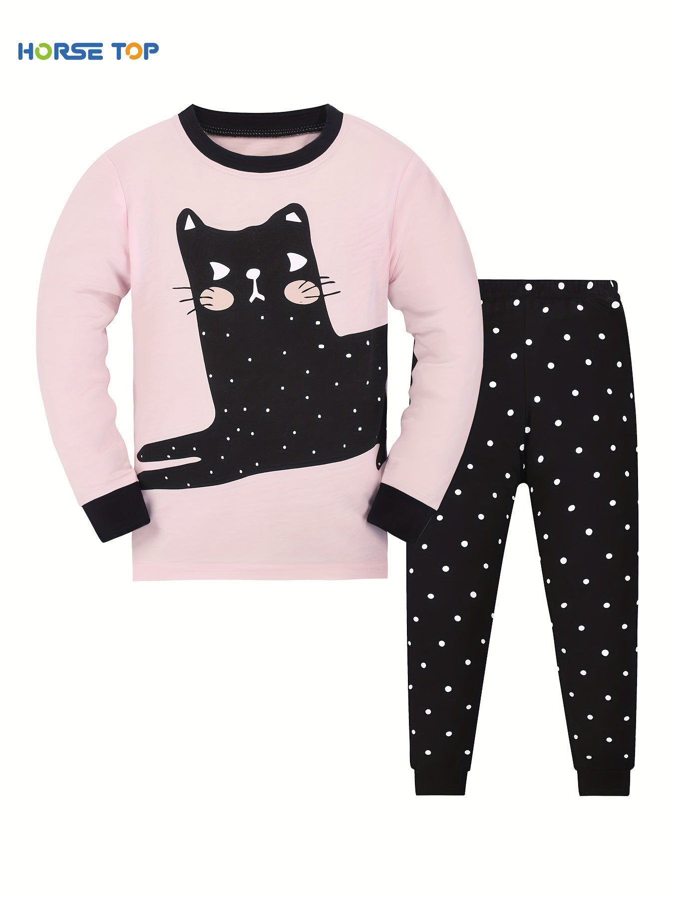 Kid's 2pcs Pajamas Cartoon Cat Print Set