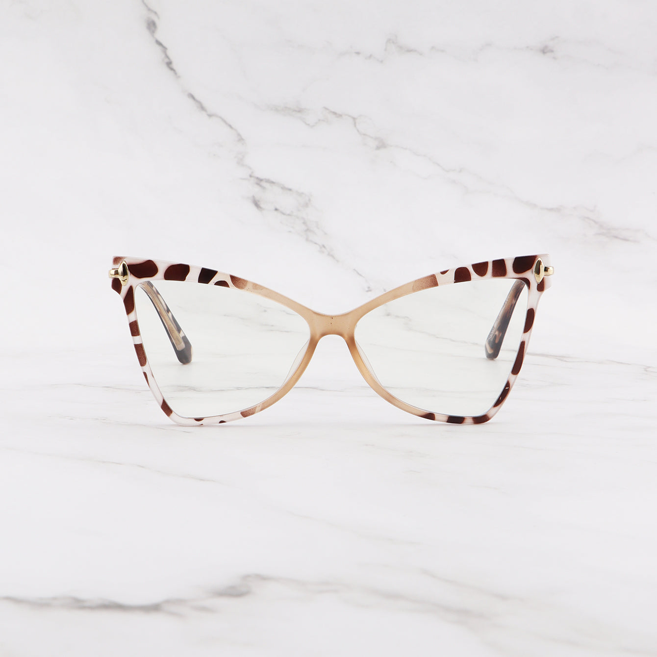 Street Cat Eye Khaki Anti Light PC Flat Glasses