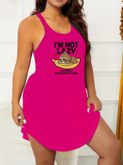 Sloth & Slogan Print Stretch Sleep Dress
