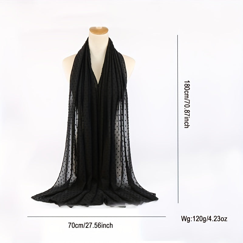 Fur Ball Chiffon Long Scarf Sun Protection Shawl Turban Head Scarf