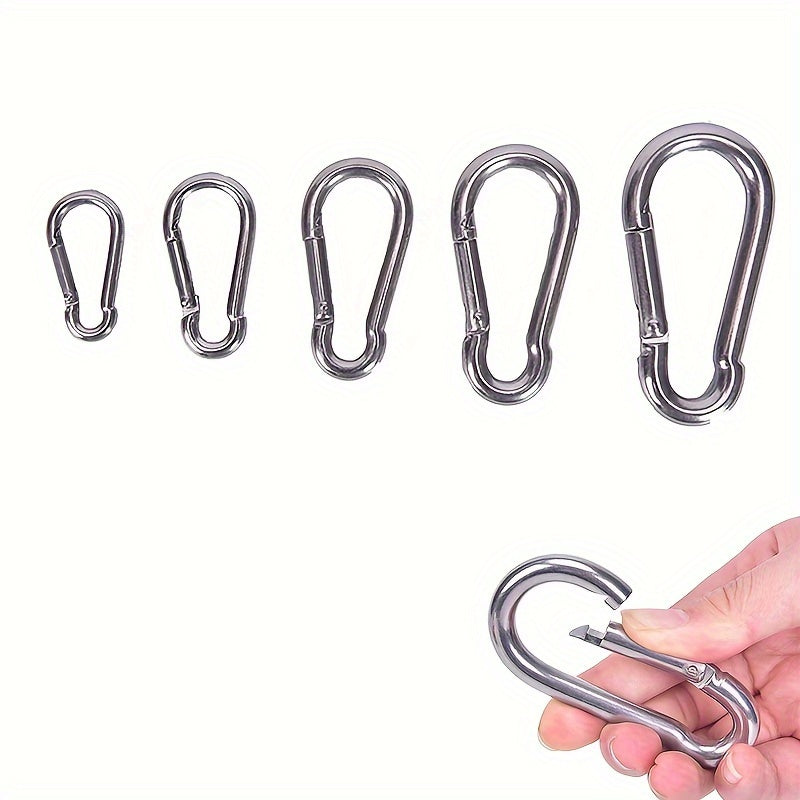 304 Stainless Steel Spring Carabiner Snap Hook Keychain Quick Link Lock Buckle