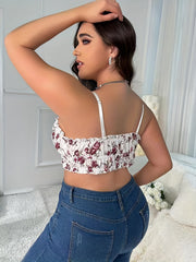 Plus Size Bra Women's Plus Rose Print Wireless Bralette