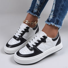 Women's Colorblock Platform Skate Shoes Breathable Low Top Sneakers