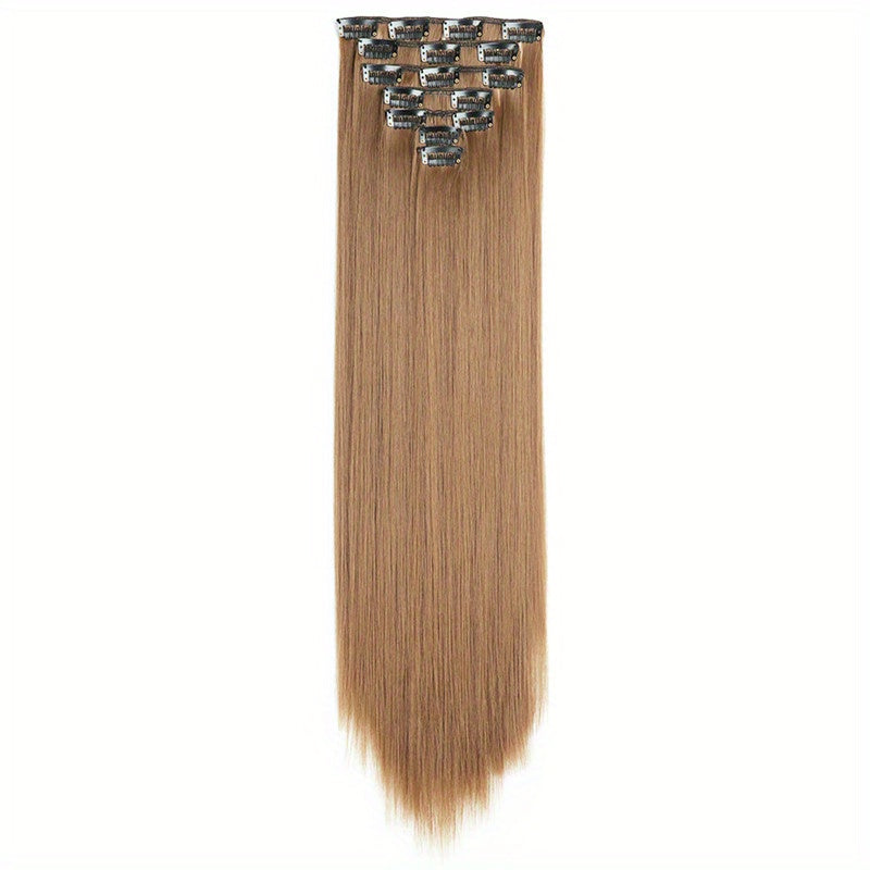 7pcs Straight Hair Extensions Full Head Clip Ins Double Weft Thick Hair 55-88 Cm