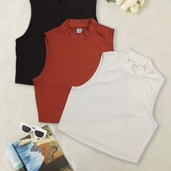 3-Pack Plus Size Mock Neck Ribbed Tank Top Set