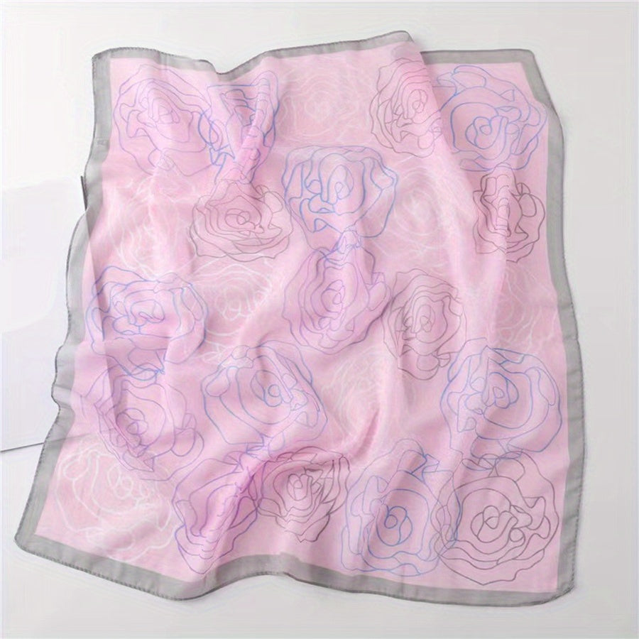 Thin Silk Feeling Square Scarf Casual Neck Scarf Hair Wrap For Night