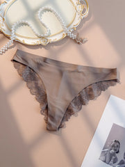 Contrast Lace Solid Panties Sexy High Stretch Plus Size