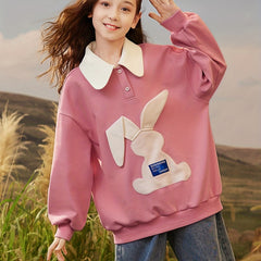 Girls' Rabbit Polo Sweatshirt - Spring Children's Cartoon Tops