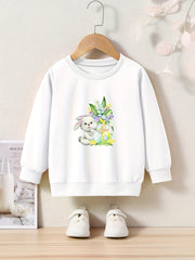 OERYUI Bunny Beside Flowers Graphic Sweatshirt for Girls Boys