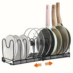 Rubber Coated Expandable Pot & Lid Organizer for Cabinet Storage