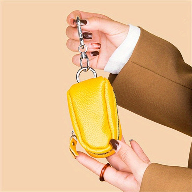 Mini Zipper Car Key Bag Solid Color Portable Storage Bag