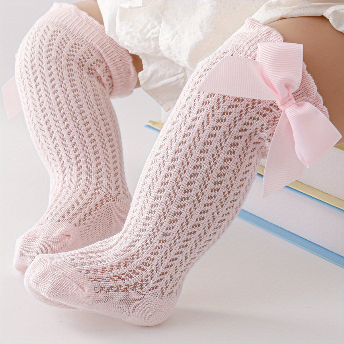 Girls 9 Cotton Blend Breathable Lace Over The Knee Socks