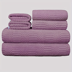 6pcs Soft Towel Set Coral Fleece Bath Linen Sets