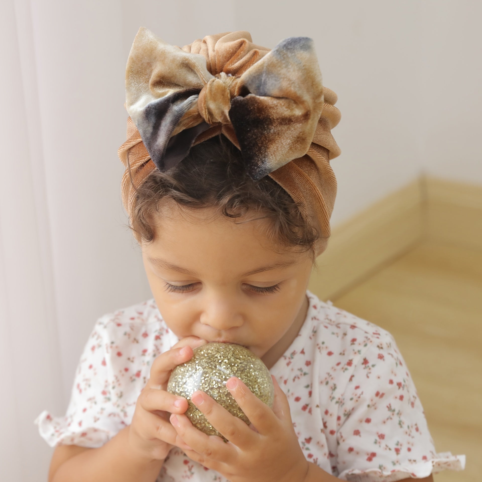 Velvet Bow Baby Hat 0-3 Years Old