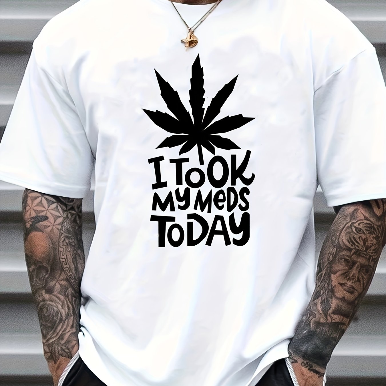 Funny Men's Graphic Novelty T-Shirt - Took My Meds Today Print
