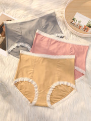 3 Pack Plus Size Lace Trim Seamless Briefs