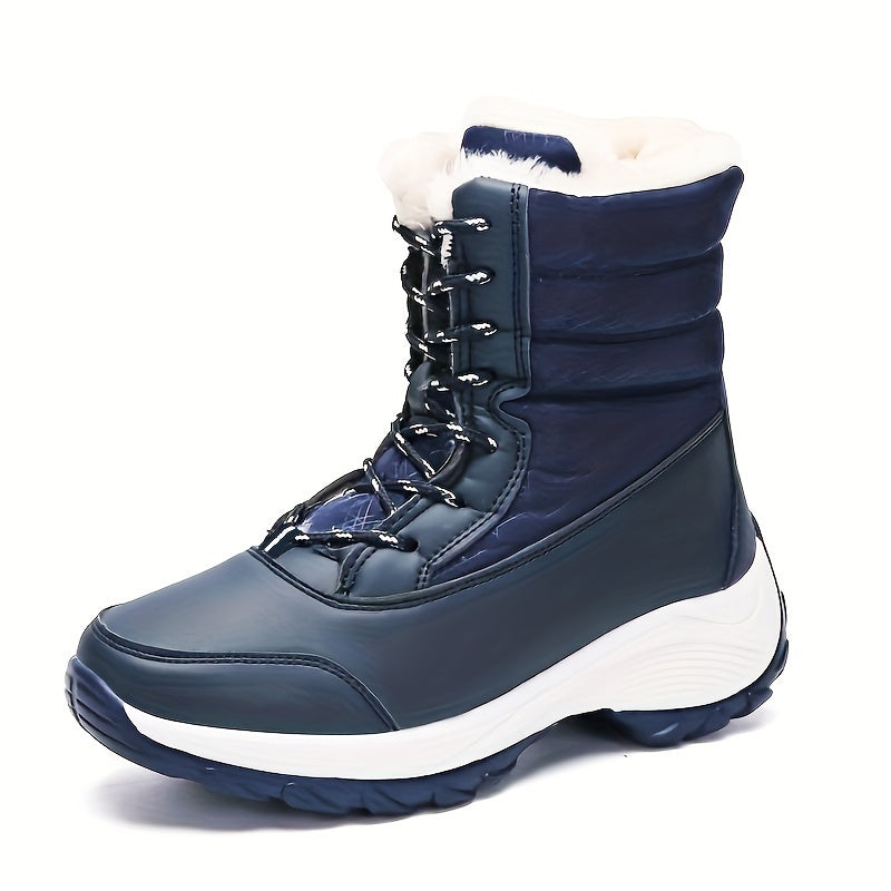 Women's Thermal Lace Up Waterproof Ankle Boots with Fur Lining